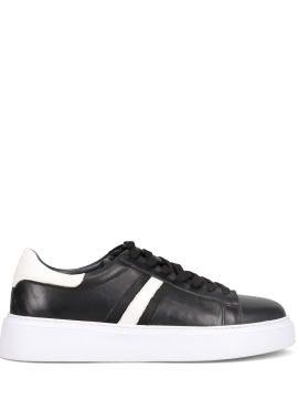 Μαύρο δερμάτινο ανδρικό sneaker