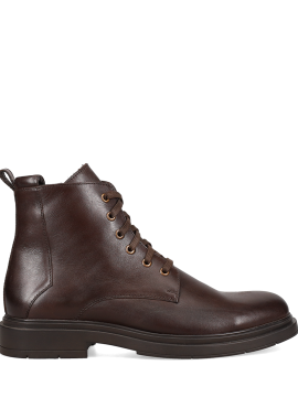 Καφέ ανδρικό δερμάτινο μποτάκι