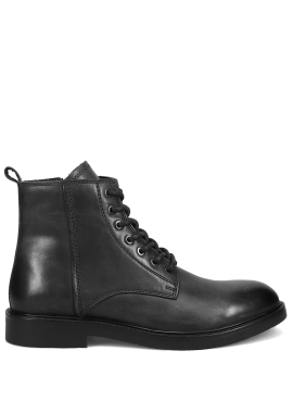 Μαύρο δερμάτινο ανδρικό μποτάκι