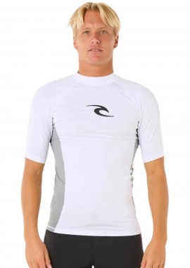 RIP CURL WAVES Ανδρικό 50 UPF PERF S/S Rash Vest - ΛΕΥΚΟ-142MRV-WHITE