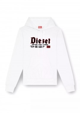 DIESEL - DIESEL Ανδρικό Φούτερ με Κουκούλα S-GINN-HOOD-K45 SWEAT-SHIRT - ΛΕΥΚΟ-A15723-0HAYT-100-WHITE