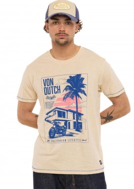 VON DUTCH - Von Dutch Ανδρικό T-Shirt PALM - Μπεζ -VD/1/TR/PALM/CR-BEIGE