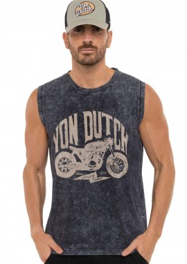 VON DUTCH Ανδρική Αμάνικη Μπλούζα VD/1/DEB/MOT/AN - Γκρι-VD/1/DEB/MOT/AN-GREY