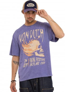 Von Dutch Skull Graphic Ανδρικό Tee - Μωβ -VD/1/H/TR/POST/PUR-PURPLE