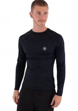 HURLEY Ανδρικό Rashguard Slim Fit Icon Circle Μακρυμάνικο - Μαύρο-MLEU00008-BLACK