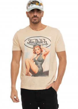 VON DUTCH - VON DUTCH Ανδρικό T-Shirt Girls1 - Μπεζ-VD/1/TR/GIRLS1-BEIGE