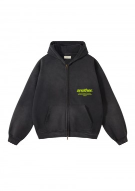 ANOTHER COTTON LAB El Paraiso Oversized Washed Zip Hoodie - Μαύρο-PD00006905-BLACK