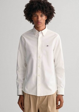 GANT - Gant ανδρικό πουκάμισο button Oxford button down μονόχρωμο Slim Fit - 3230115 Λευκό