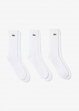 Lacoste unisex κάλτσες με κεντημένο λογότυπο ribbed (3 τεμάχια) - RA4182 Λευκό