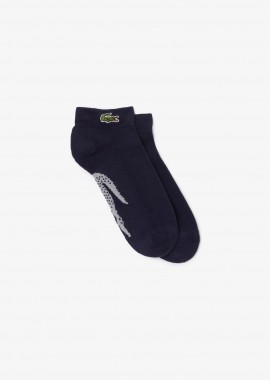 LACOSTE - Lacoste ανδρικές κάλτσες μονόχρωμες με κεντημένο λογότυπο και jacquard contrast print - RA4188 Σκούρο Μπλε