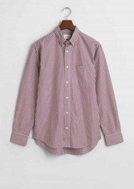 GANT - Gant ανδρικό πουκάμισο button down με ριγέ σχέδιο και τσέπη με κεντημένο λογότυπο Regular Fit - 3000130 Μπορντό