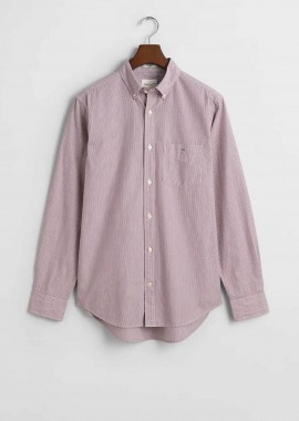GANT - Gant ανδρικό πουκάμισο button down με ψιλό ριγέ σχέδιο και τσέπη με κεντημένο λογότυπο Regular Fit - 3000140 Βυσσινί