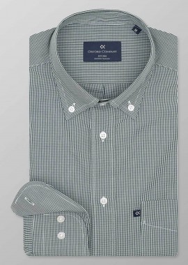 OXFORD COMPANY - Oxford Company ανδρικό πουκάμισο button down με ψιλό καρό σχέδιο Regular Fit