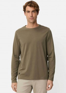 CAMEL ACTIVE - Camel Active ανδρική μακρυμάνικη μπλούζα με κεντημένο monogram Regular Fit - C261-409600-7T06 Λαδί