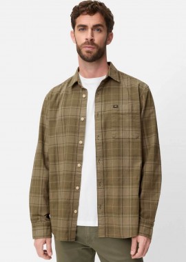 Camel Active ανδρικό πουκάμισο με καρό σχέδιο και τσέπη με monogram Regular Fit - C261-409111-7S11 Λαδί