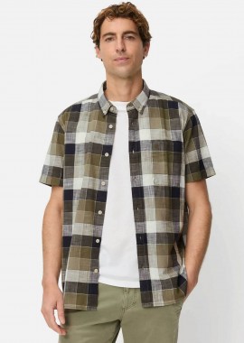 CAMEL ACTIVE - Camel Active ανδρικό κοντομάνικο πουκάμισο button down με τσέπη και κεντημένο monogram Regular Fit - C261-409261-7S61 Λαδί