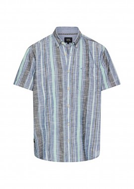 Camel Active ανδρικό κοντομάνικο πουκάμισο button down με τσέπη και κεντημένο monogram Regular Fit - C261-409261-7S61 Μπλε