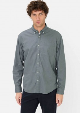 CAMEL ACTIVE - Camel Active ανδρικό πουκάμισο button down με τσέπη και κεντημένο monogram Regular Fit - C261-409116-7S16 Γκρι