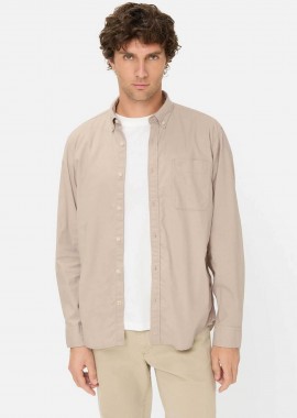 CAMEL ACTIVE - Camel Active ανδρικό πουκάμισο button down με τσέπη και κεντημένο monogram Regular Fit - C261-409116-7S16 Μπεζ