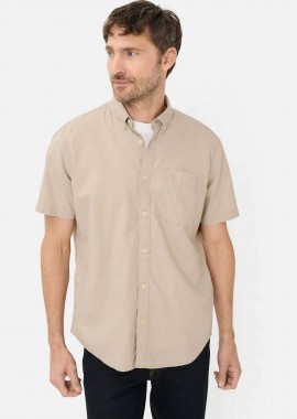 CAMEL ACTIVE - Camel Active ανδρικό κοντομάνικο πουκάμισο button down με τσέπη και κεντημένο monogram Regular Fit - C261-409256-7S56 Μπεζ