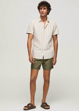 Pepe Jeans ανδρικό μαγιό σορτς μονόχρωμο με contrast logo print στο πλάι 