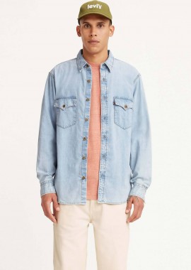 LEVI'S - Levi's® ανδρικό denim πουκάμισο μονόχρωμο με flap τσέπες μπροστά Relaxed fit - A191900-15 Denim Blue Ανοιχτό