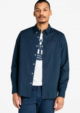 TIMBERLAND - Timberland ανδρικό πουκάμισο poplin button down με κεντημένο λογότυπο Regular Fit - TB0A6GRH4331 Μπλε Σκούρο