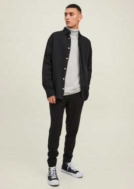 JACK & JONES - JACK & JONES ανδρικό παντελόνι φόρμας μονόχρωμο με ελαστική μέση με κορδόνι
