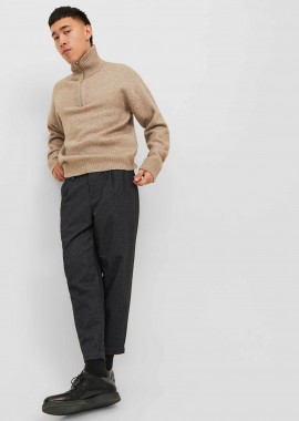 JACK & JONES ανδρικό chino παντελόνι μονόχρωμο Loose Fit - 12242216 Ανθρακί