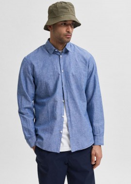 Selected ανδρικό πουκάμισο μονόχρωμο Slim Fit - 16078867 Μπλε