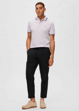 SELECTED - Selected ανδρικό παντελόνι από λινάρι και βαμβάκι Relaxed Fit - 16087636 Μαύρο