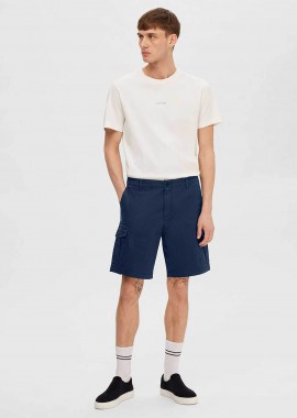 SELECTED - Selected ανδρική cargo βερμούδα Regular Fit - 16088248 Σκούρο Μπλε