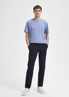 SELECTED - Selected ανδρικό παντελόνι chino μονόχρωμο Slim Fit - 16087663 Σκούρο Μπλε
