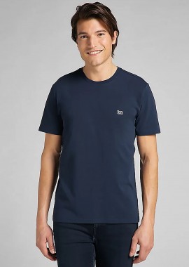 LEE - Lee ανδρικό T-shirt μονόχρωμο με logo patch Regular Fit - L60UFQ35-** Μπλε Σκούρο