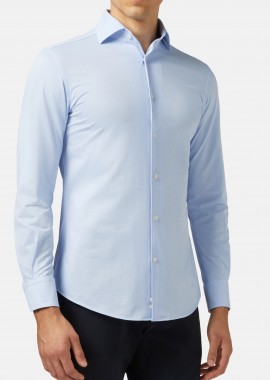 Boggi Milano ανδρικό πουκάμισο μονόχρωμο Regular Fit - BO21C004102 Σιελ