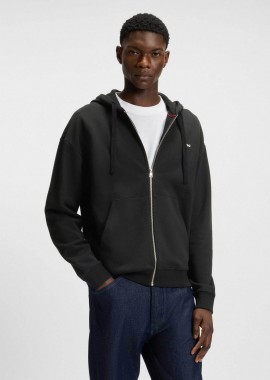 Hugo Boss ανδρική ζακέτα φούτερ με κουκούλα Relaxed Fit - 50548651 Μαύρο