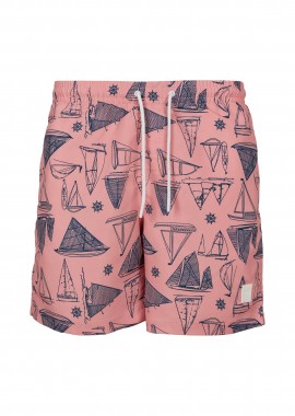 Urban Classics ανδρικό μαγιό με all-over print - TB2679 Ροζ