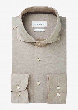 Profuomo ανδρικό πουκάμισο Japanese knitted Slim Fit - PPUH30049C Μπεζ