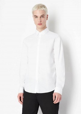ARMANI EXCHANGE - Armani Exchange ανδρικό πουκάμισο μονόχρωμο με κεντημένο logo - 8NZC31ZN28Z Λευκό