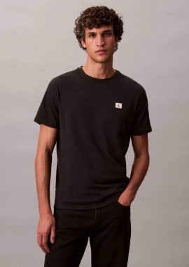 Calvin Klein Jeans ανδρικό T-shirt μονόχρωμο με λογότυπο Regular Fit - LV04RC272G Μαύρο