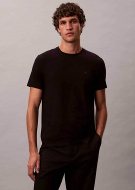 CALVIN KLEIN - Calvin Klein ανδρικό T-shirt με κεντημένο monogram Slim Fit - LV04LC240G Μαύρο