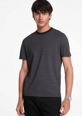 MICHAEL KORS - Michael Kors ανδρικό T-shirt με all-over monogram print Regular Fit - CS5529A5KS Μαύρο