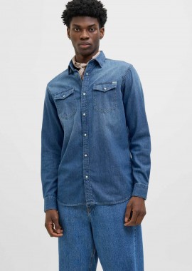 JACK & JONES ανδρικό denim πουκάμισο Regular Fit - 12138115 Denim Blue