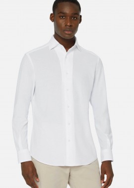 Boggi Milano ανδρικό πουκάμισο μονόχρωμο textured Regular Fit - BO24P017101 Λευκό