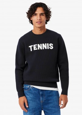 Lacoste ανδρικό πουλόβερ ribbed με motif 