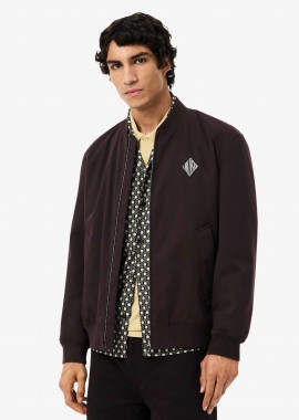 Lacoste ανδρικό αδιάβροχο bomber jacket με retro logo - BH0724-00 Καφέ Σκούρο