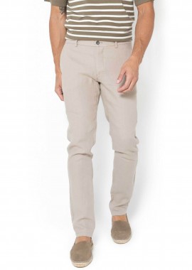 THE BOSTONIANS - The Bostonians ανδρικό λινό παντελόνι chino Regular Fit - CN3010424 Μπεζ