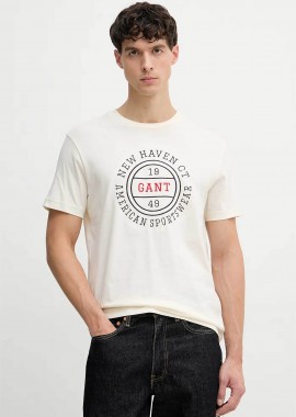 GANT - Gant ανδρικό T-shirt με graphic logo print Regular Fit - 2003403 Κρέμ