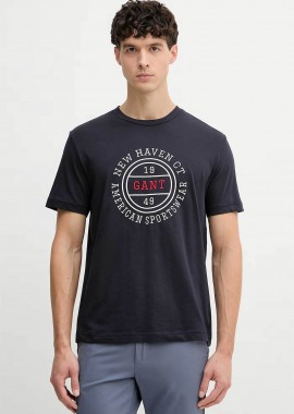 GANT - Gant ανδρικό T-shirt με graphic logo print Regular Fit - 2003403 Μπλε Σκούρο