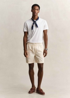 Gant ανδρική βερμούδα με ελαστική μέση Regular Fit - 205645 Κρέμ